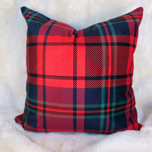 Classic Red Plaid+ Cushion Cover 22" x 22"