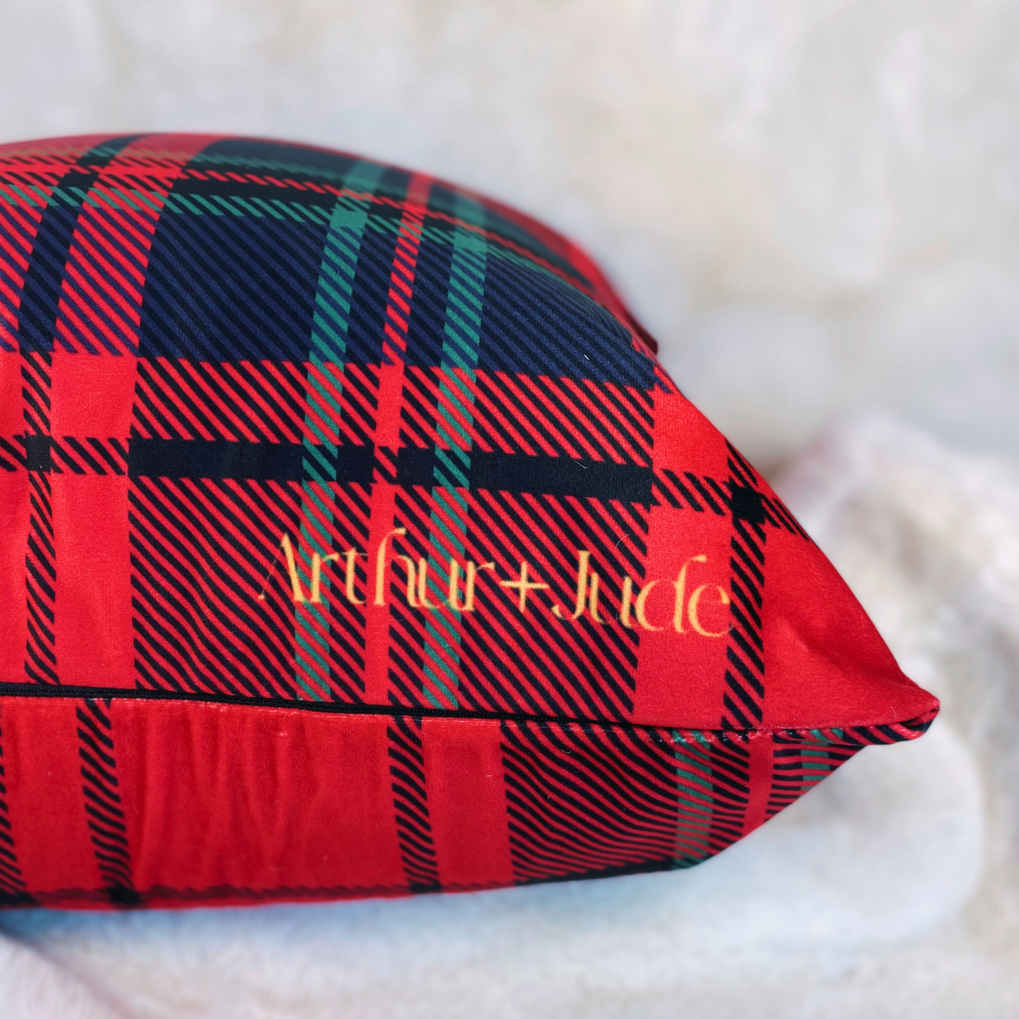 Classic Red Plaid+ Cushion Cover 22" x 22"