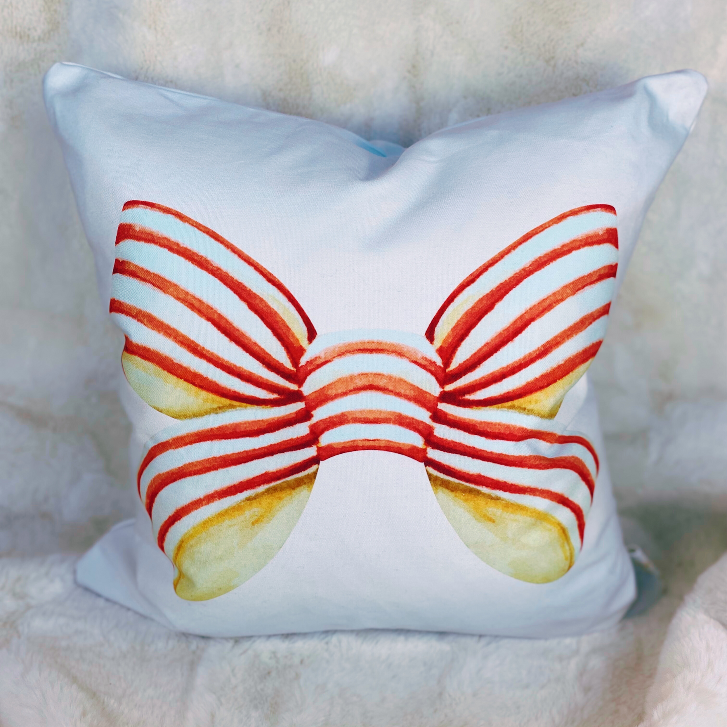 Peppermint Bow + Cushion Cover 22" x 22"