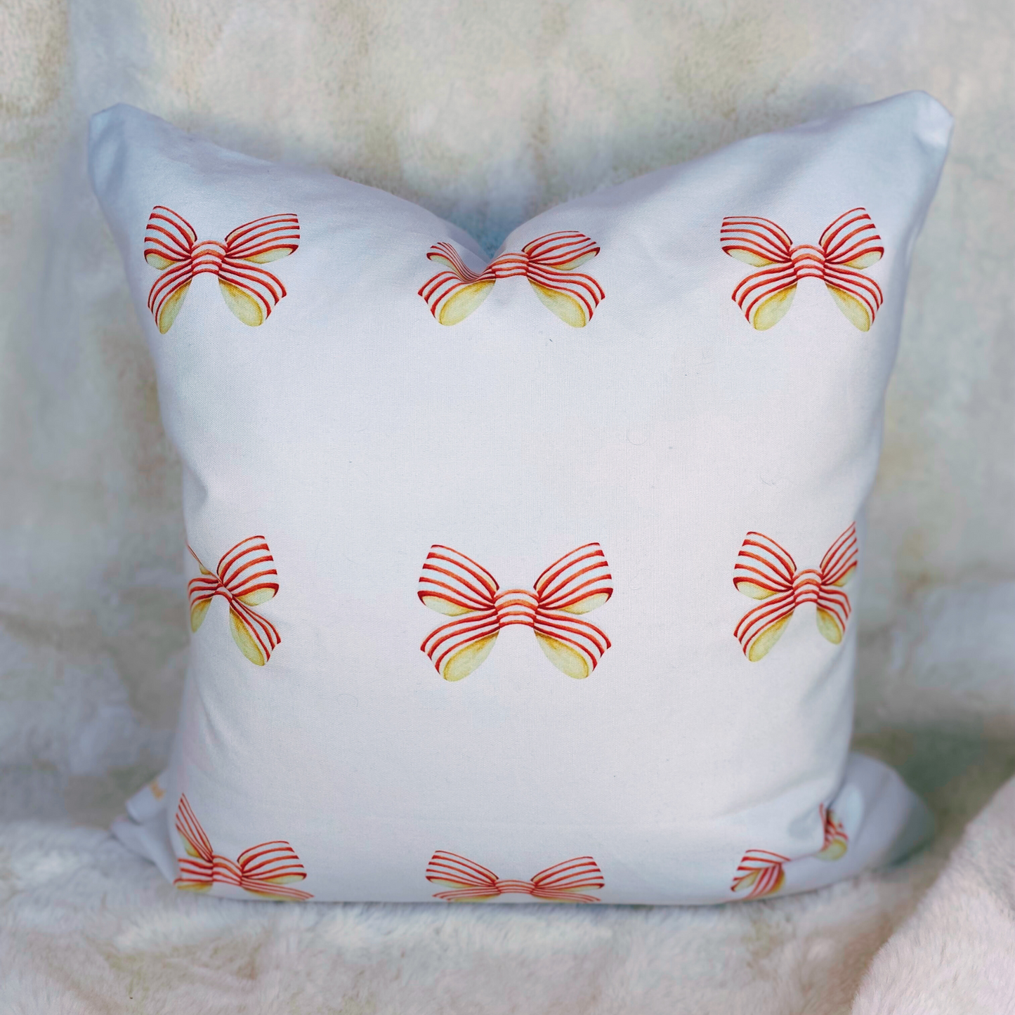 Peppermint Bow + Cushion Cover 22" x 22"